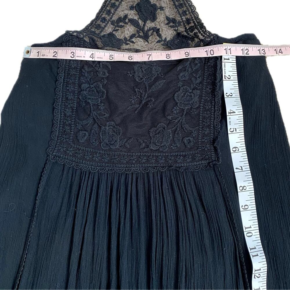 ABERCROMBIE FITCH Y2K Halter Lace Maxi Dress Black XS Oversized Fairy Boho Goth - Picture 10 of 11